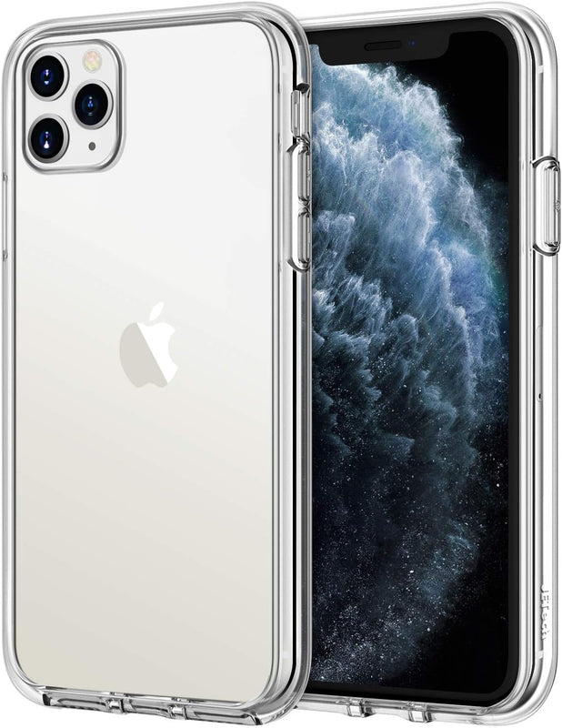 A clear hard shell case for iPhone 12 Pro Max & 13 Pro Max, showing the back of the phone with the case applied.