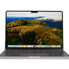 Laptop displaying a scenic mountain landscape on a white background