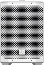 Electro-Voice EVERSE 8 weatherized portable PA speaker in White, featuring an 8-inch woofer and compact, ergonomic design for professional audio."