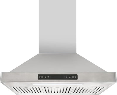 Stainless steel kitchen hood with control panel