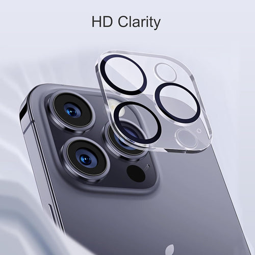 A clear camera lens protector for an iPhone, designed to cover the camera lens and provide protection.