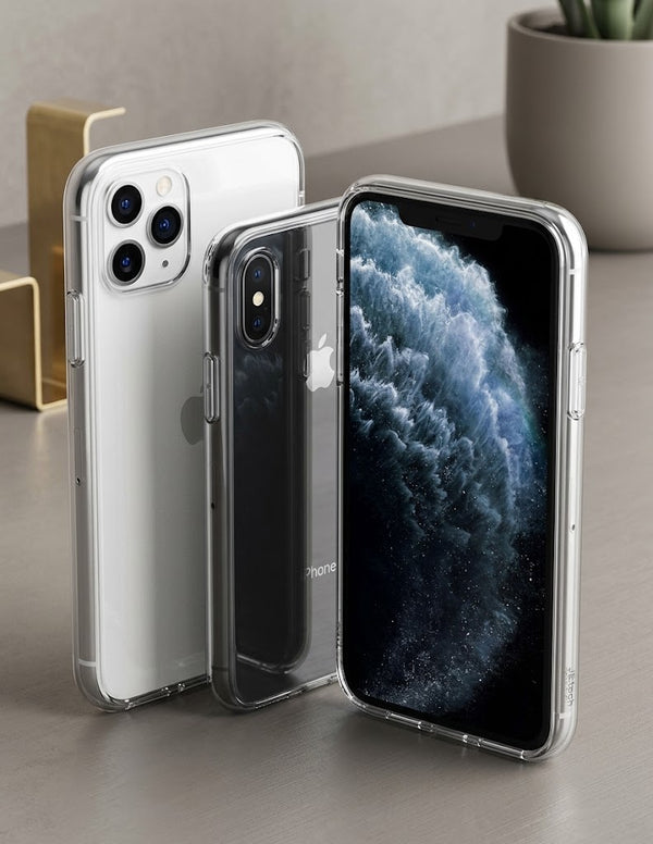 A clear Hard Shell Clear Case for iPhone XS Max and 11 Pro Max, showing the back of the phone with the case applied.