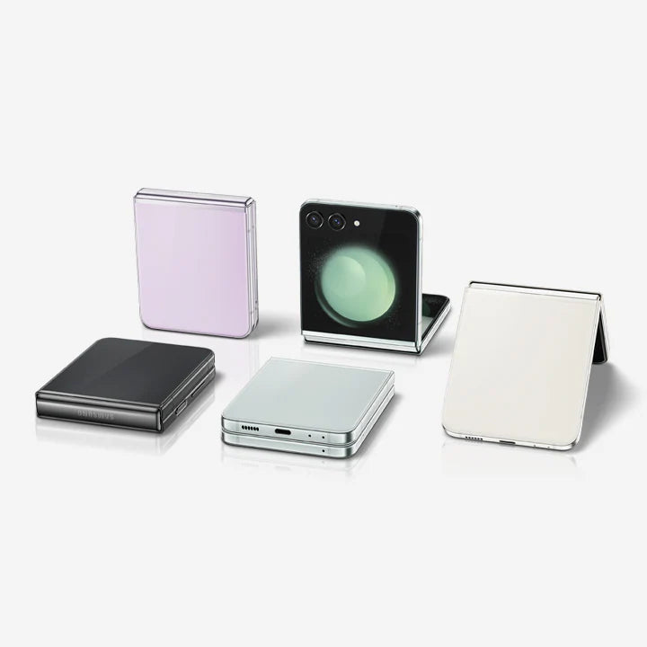 Samsung Galaxy Z Flip 5 color black, purple, cream and green
