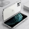 A clear Hard Shell Clear Case for iPhone 12 and 12 Pro showing the back of the phone with the case applied.