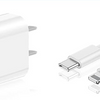 A white USB-C to Lightning charging cable and a USB-C power adapter.