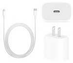 A white USB-C to Lightning charging cable and a USB-C power adapter.