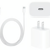 A white USB-C to Lightning charging cable and a USB-C power adapter.