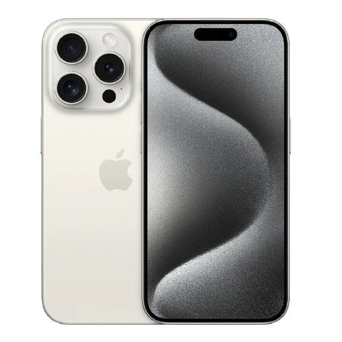 Apple smartphone showing front and back on a white background