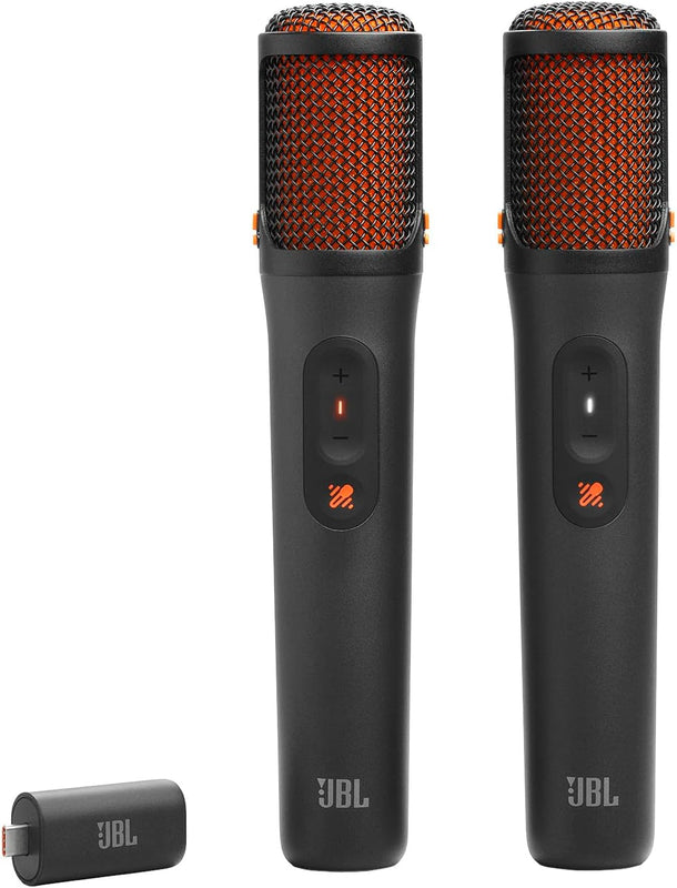 Two JBL easysing microphones with a small USB device 
