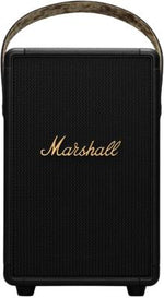 ​Marshall Tufton portable speaker with a rugged build, textured black finish, and gold-tone control knobs on the top panel.