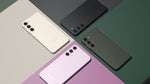 Samsung Galaxy S23 Plus with cream, grey, black and purple color