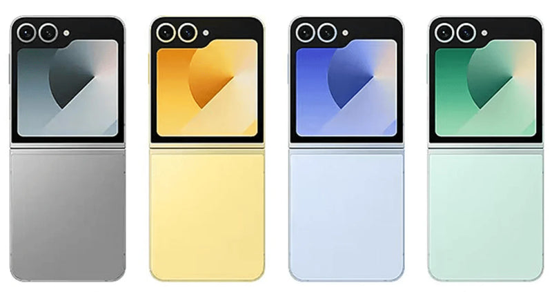 Samsung Galaxy Z Flip 6 color silver, yellow, black and green